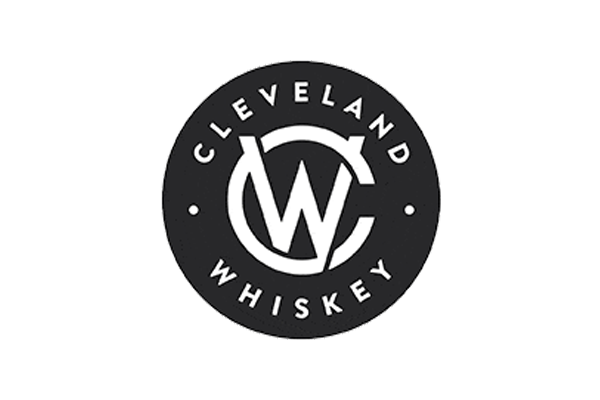 Black circular logo with the words Cleveland Whiskey around the edge and stylized overlapping letters C and W in the center, all on a white background.